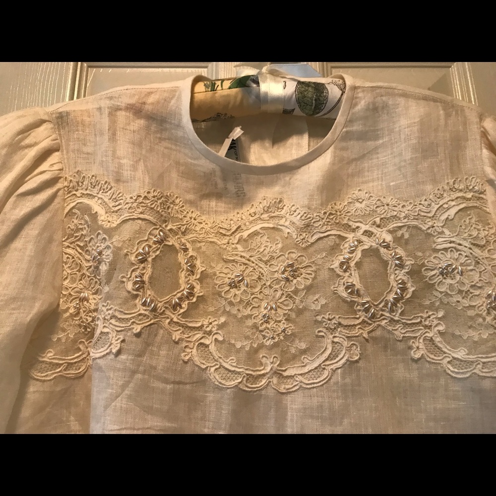 Cloak of many colors ivory linen blouse